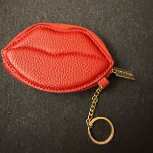 “Pandora Limited Edition” Red Lips Coin Purse Keychain with Gold Hardware